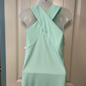 Mint colored ribbed halter top